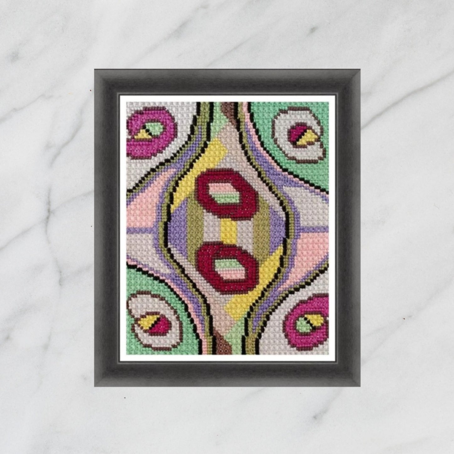 Colorful Abstract Modern Cross Stitch Sampler - Harmony in Chaos, Chart Xstitch Tutorial, DIY Cross Stitch Purse, Double Cross Stitch Pattern
