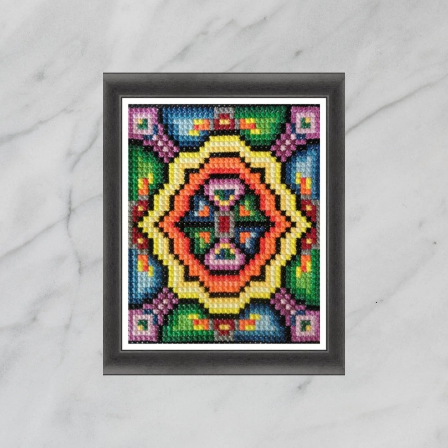 Digital Pattern - Kaleidoscope, Double Cross Stitch Embroidery Design, Hand Embroidery Download, Canvas Unique Embroidery, PDF Pattern