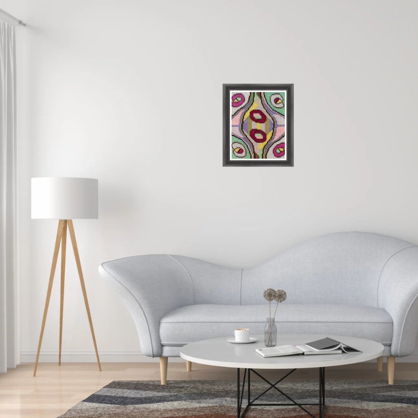 Colorful Abstract Modern Cross Stitch Sampler - Harmony in Chaos, Chart Xstitch Tutorial, DIY Cross Stitch Purse, Double Cross Stitch Pattern