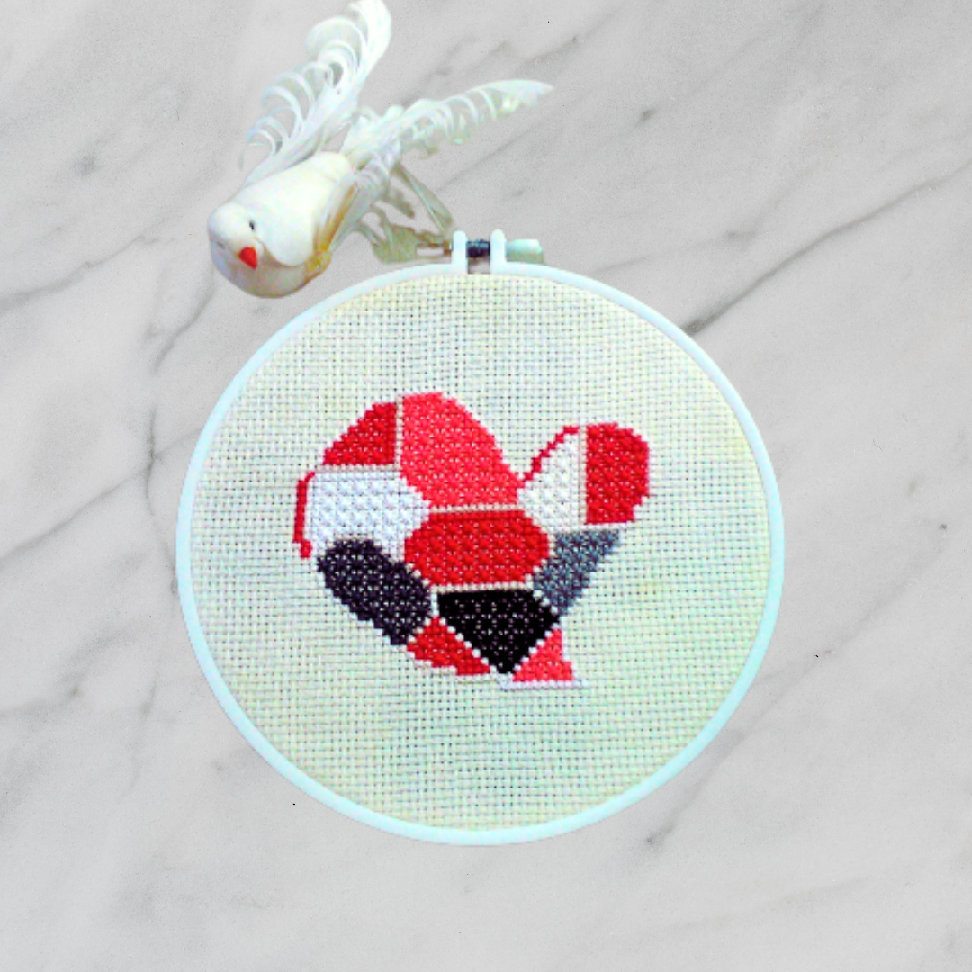 Double Cross Stitch Chart - Heart, Video Tutorial, Love Confession Hand Embroidery PDF Pattern, Valentine’s Embroidery, Instant Download