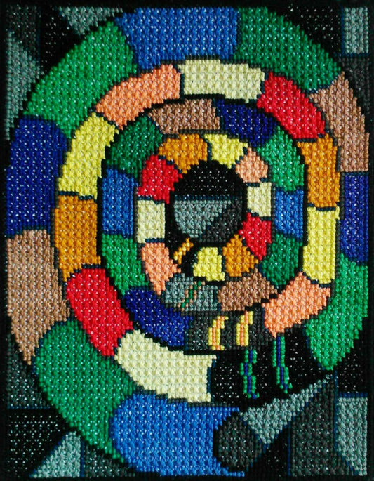 Easy Cross Stitch Pattern PDF - Snakes in Love, Video YouTube Tutorials, Abstract Stitchery, Double Cross Stitch Sampler Download
