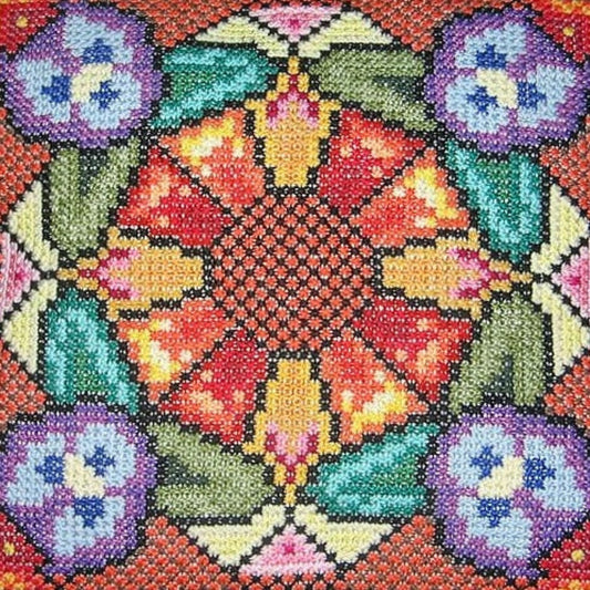 Needlepoint Chart - Garden, Floral Romantic Cross Stitch Sampler, DIY Modern Wall Decor and Pillowcase, PDF Hand Embroidery Tutorial