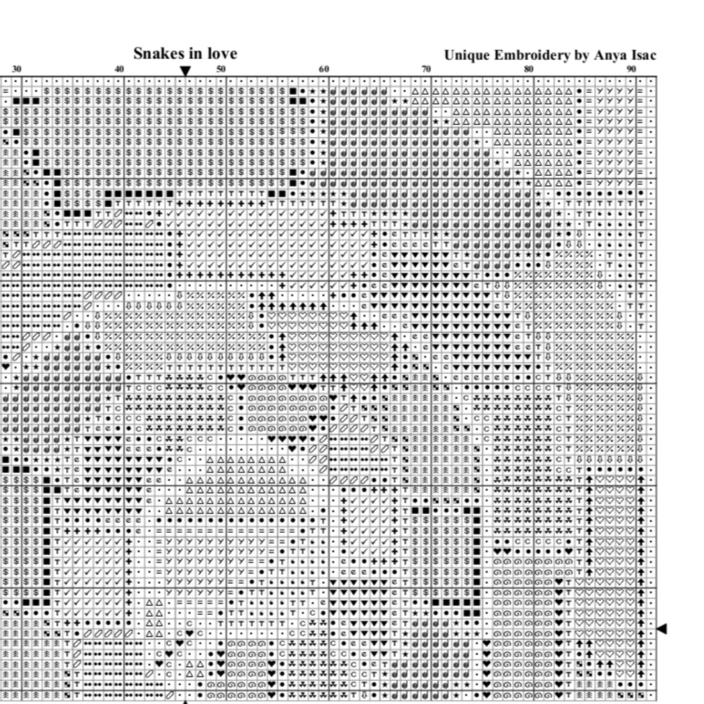 Easy Cross Stitch Pattern PDF - Snakes in Love, Video YouTube Tutorials, Abstract Stitchery, Double Cross Stitch Sampler Download