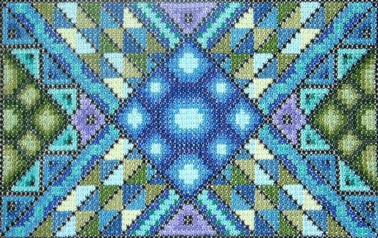 Double Cross Stitch Sampler - Blue Crystal, DIY Cross Stitch Bag, PDF Pattern, Geometric Ornament, Instant Download