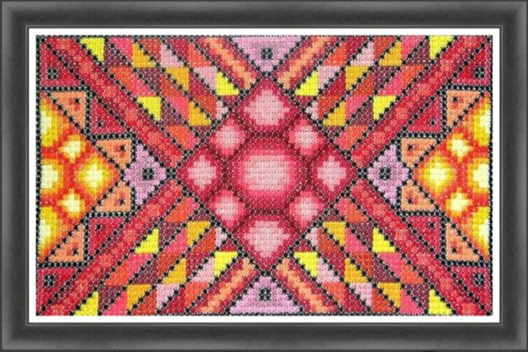 Colorful Geometric Modern Cross Stitch Sampler - Roseate Crystal, DIY Cross Stitch, Hand Embroidery PDF Pattern, X Stitch Tutorial