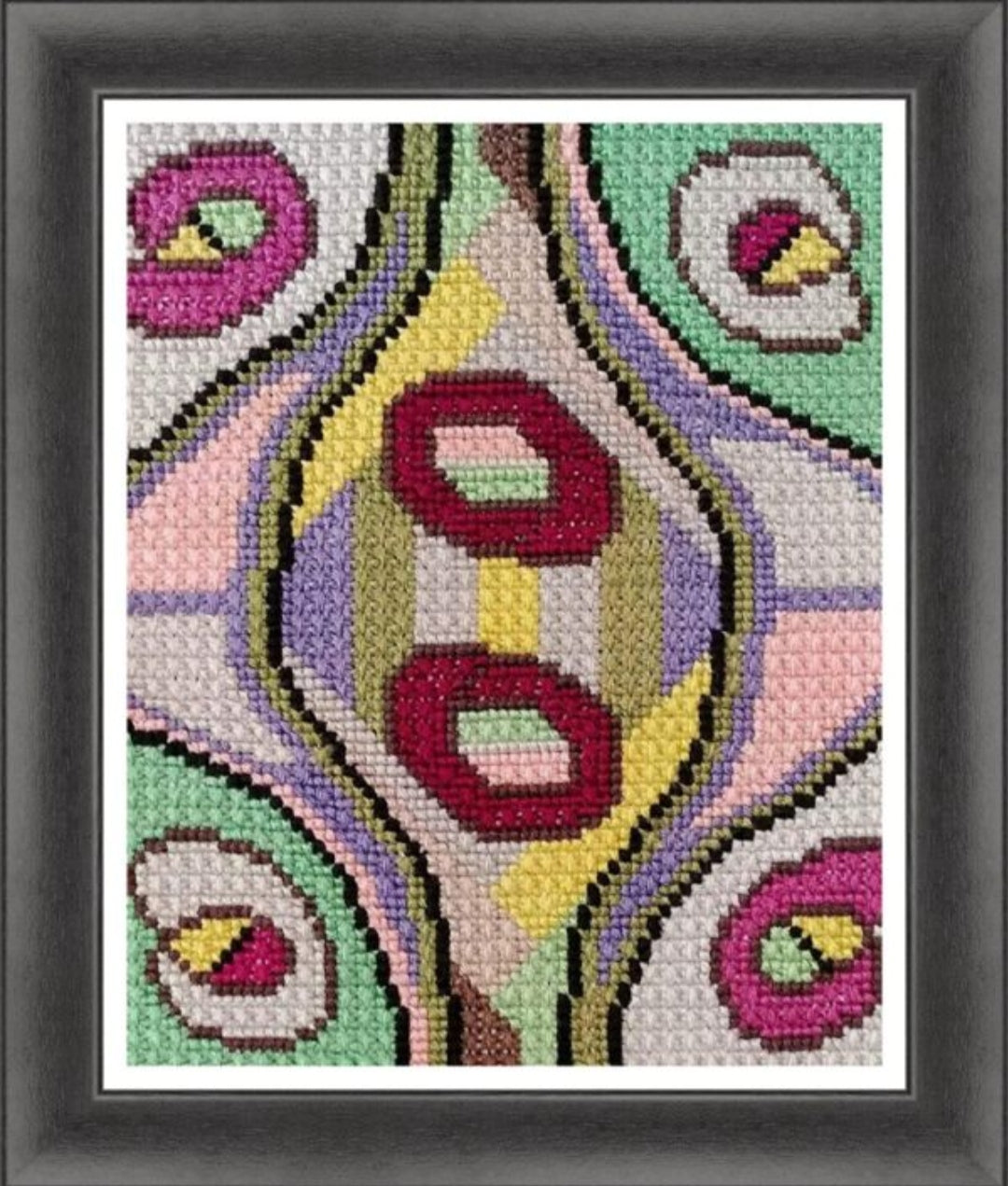 Colorful Abstract Modern Cross Stitch Sampler - Harmony in Chaos, Chart Xstitch Tutorial, DIY Cross Stitch Purse, Double Cross Stitch Pattern