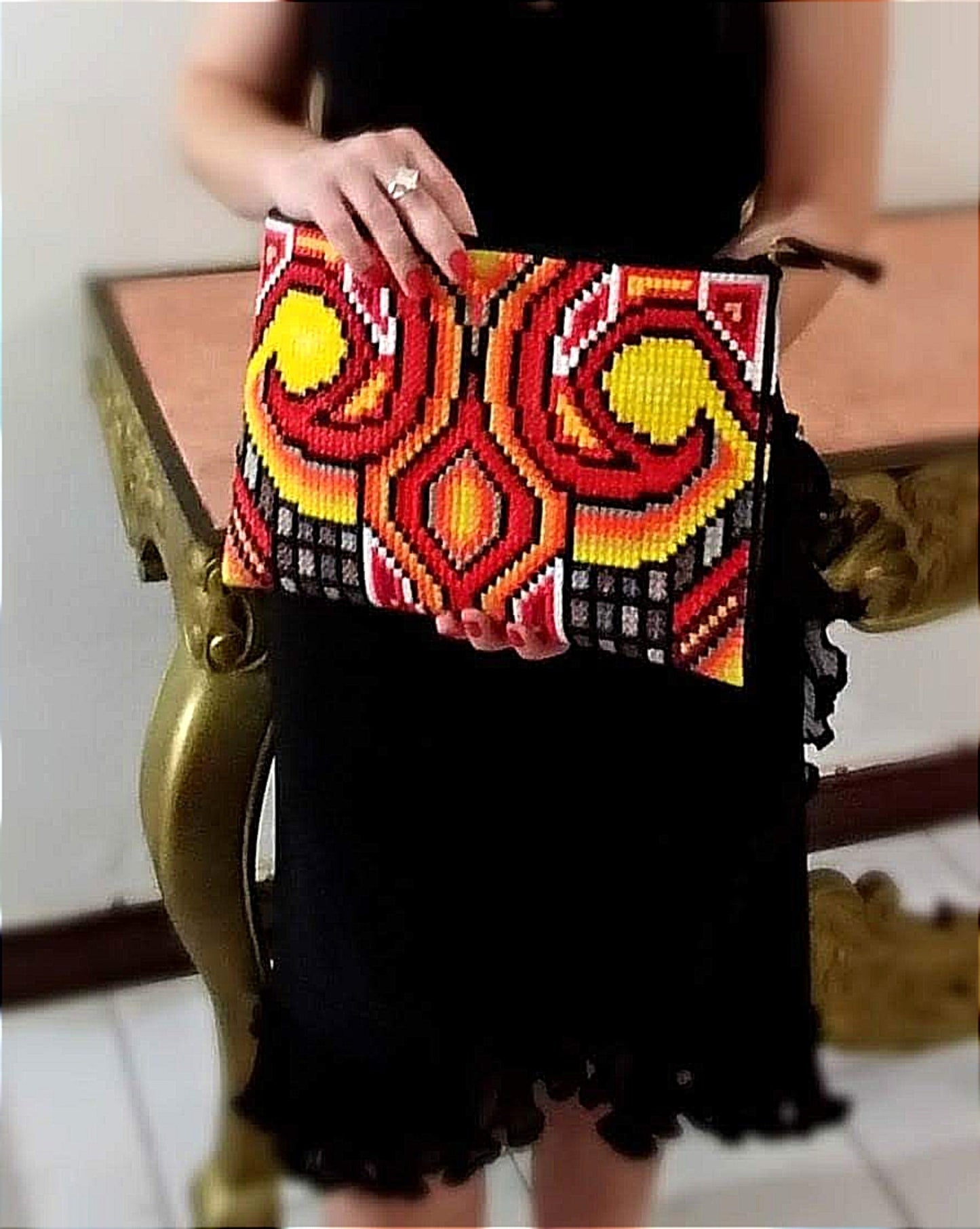 PDF Cross Stitch Pattern - Ladies fiery, DIY Cross Stitch Purse, Double Cross Stitch Sampler, Instant Download, Video Tutorials