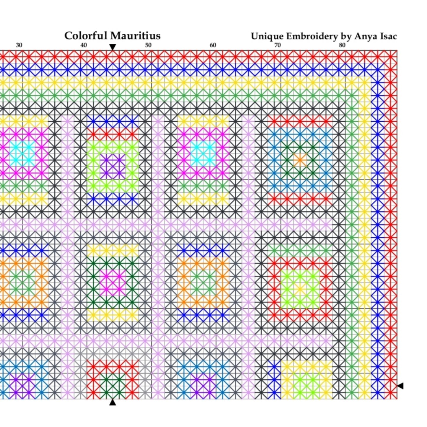 Mid Century Modern Cross Stitch Pattern PDF - Colorful Mauritius, Double Cross Stitch DIY Embroidery, Needlepoint Chart, Instant download