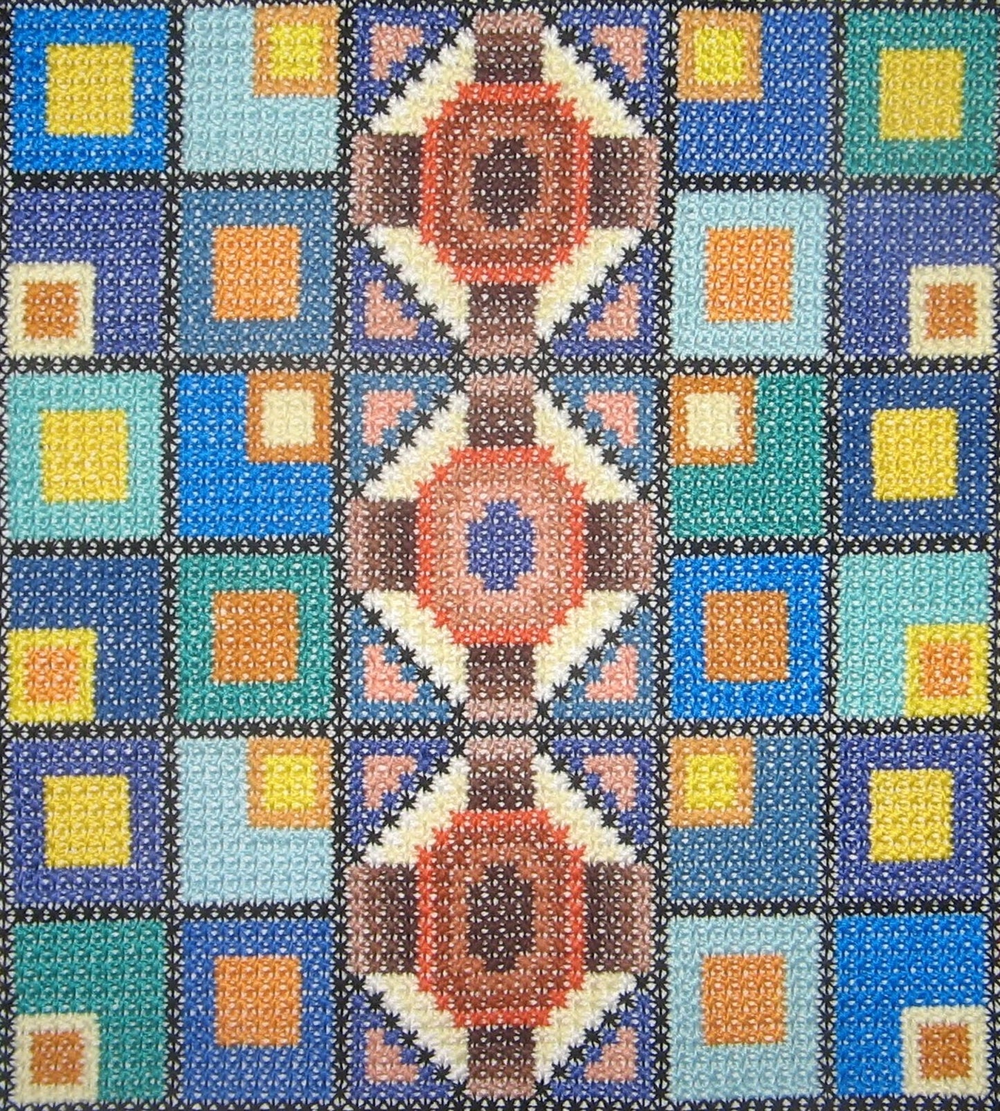 Mid Century Modern Sampler Cross Stitch Pattern PDF - Evening city, Double Cross Stitch Needlepoint Wall Art DIY, Instant Download PDF
