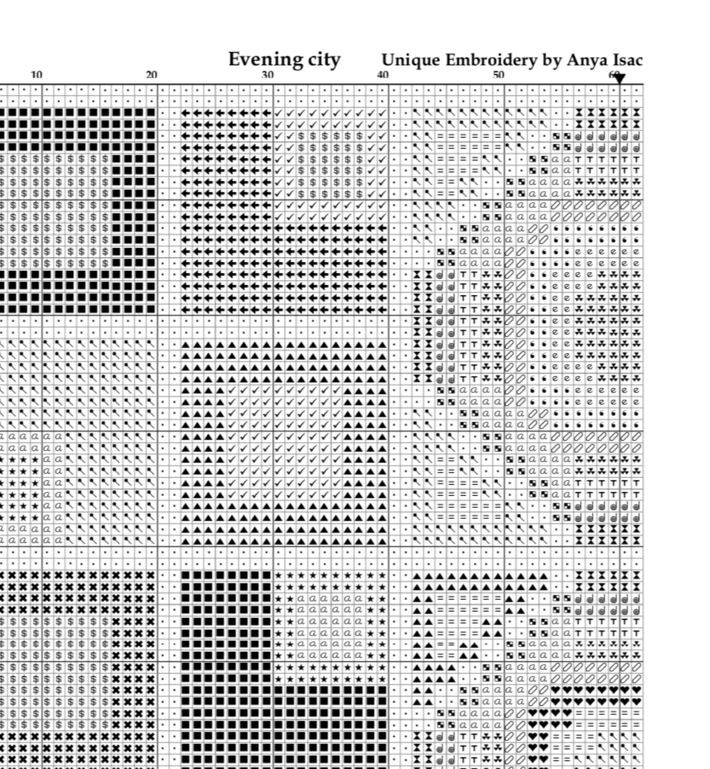 Mid Century Modern Sampler Cross Stitch Pattern PDF - Evening city, Double Cross Stitch Needlepoint Wall Art DIY, Instant Download PDF