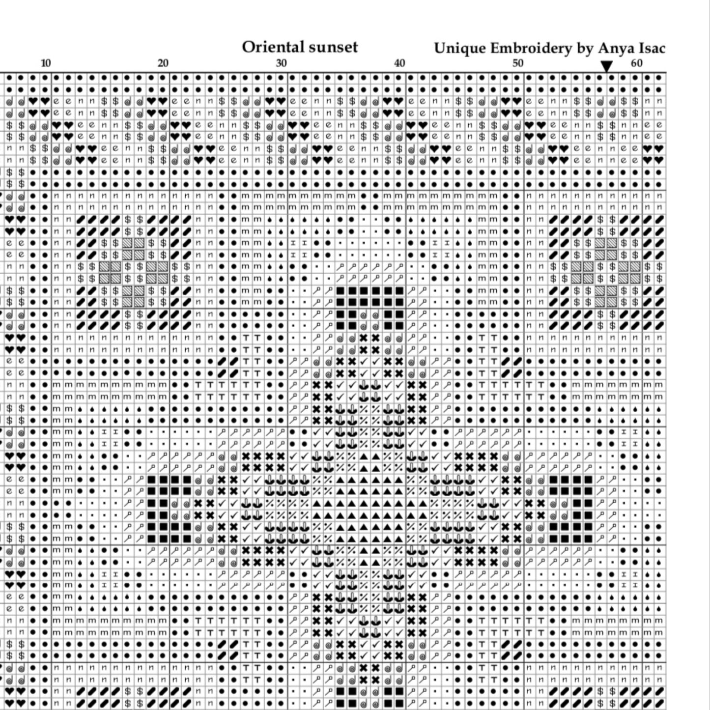 Mid Century Modern Sampler Cross Stitch Pattern PDF - Oriental Sunset, Double Cross Stitch DIY Purse Base and Needlepoint Wall Art