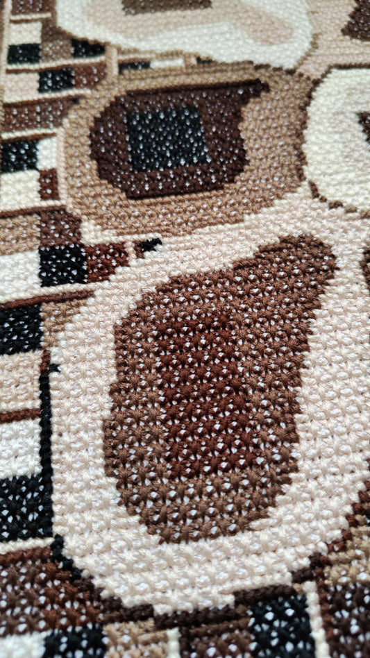 Double Cross Stitch DIY Embroidery Download - Melted chocolate, Mid Century Modern Cross Stitch Pattern PDF, Purse Base & Needlepoint Wall Art