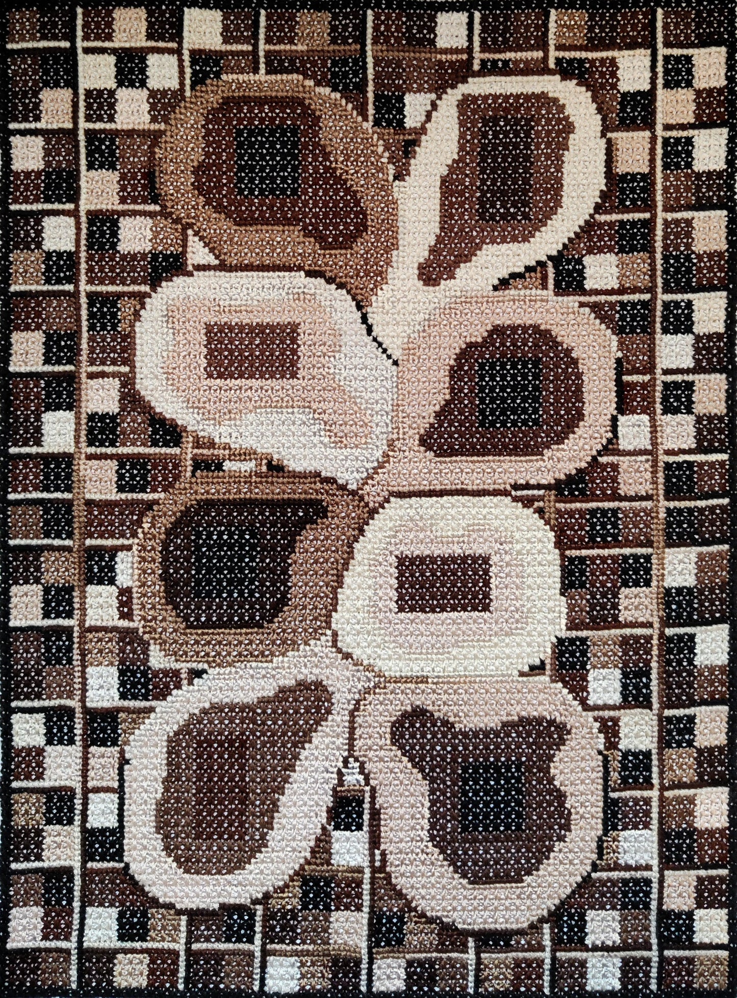 Double Cross Stitch DIY Embroidery Download - Melted chocolate, Mid Century Modern Cross Stitch Pattern PDF, Purse Base & Needlepoint Wall Art