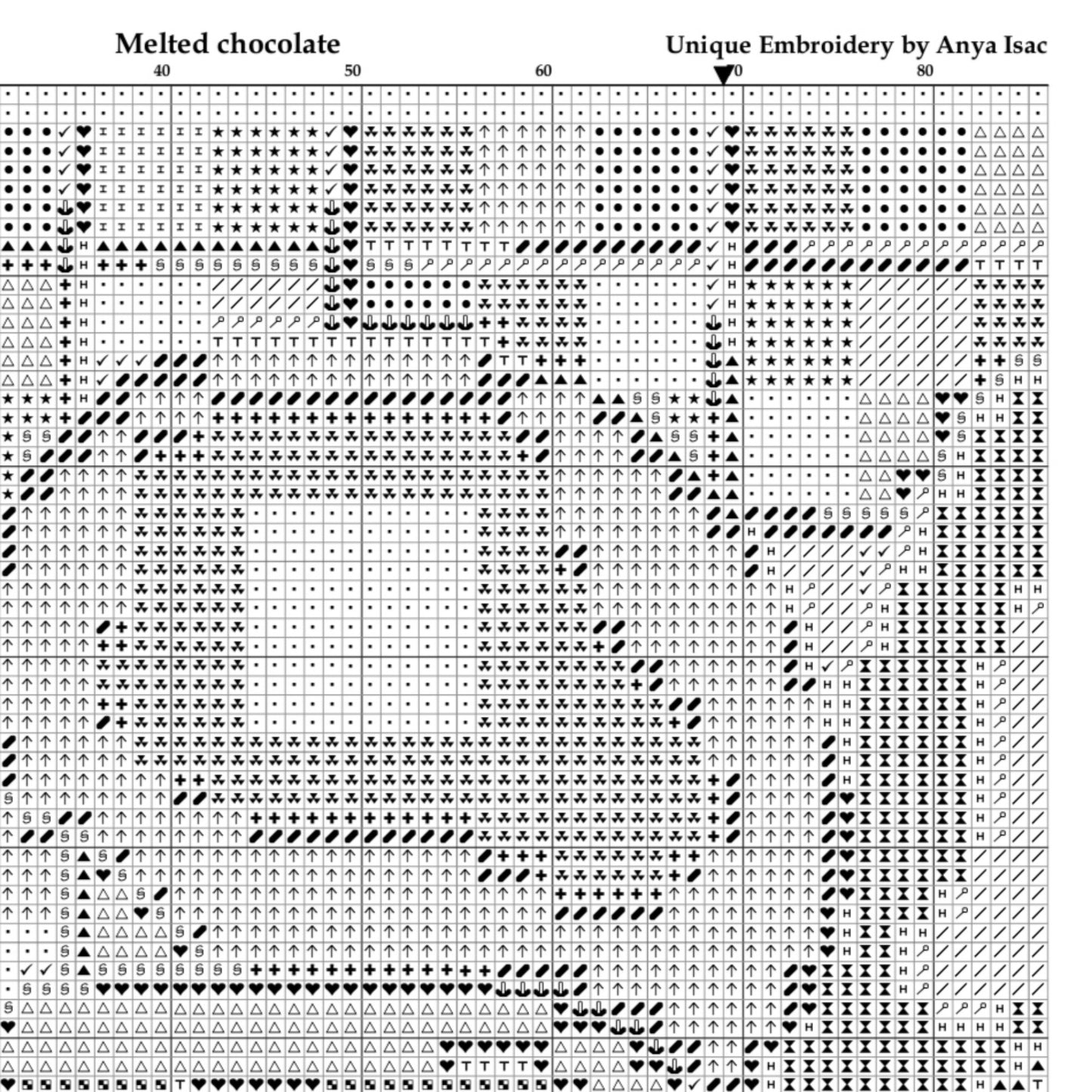 Double Cross Stitch DIY Embroidery Download - Melted chocolate, Mid Century Modern Cross Stitch Pattern PDF, Purse Base & Needlepoint Wall Art