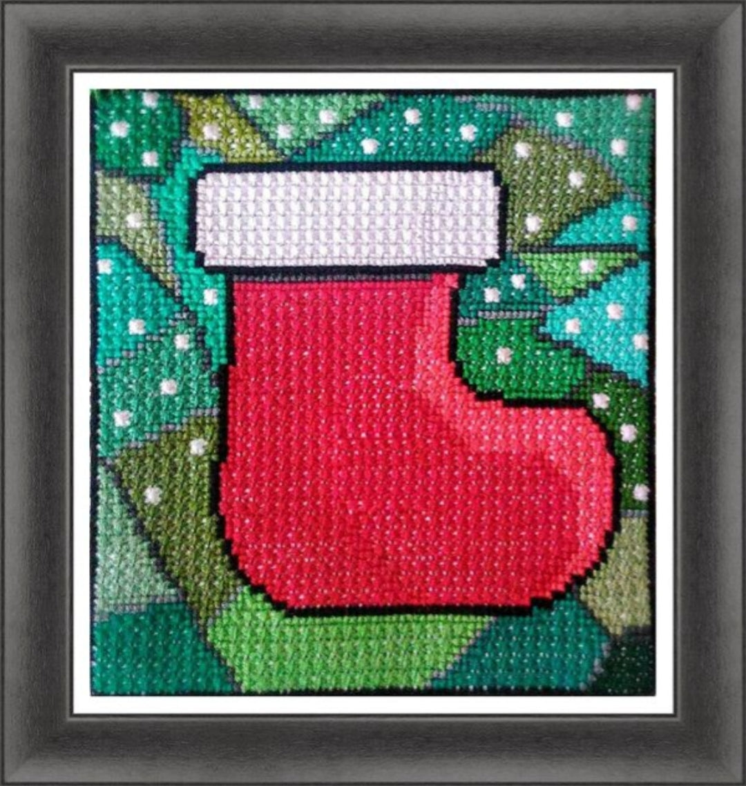 Hand Embroidery PDF Pattern - Christmas Boot, Double Cross Stitch Chart, Instant Download, Unique Embroidery, Traditional Christmas