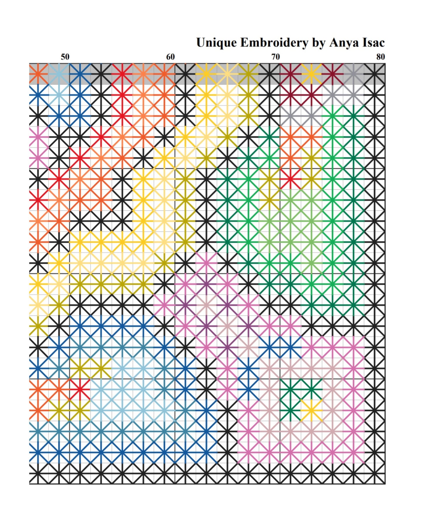 Digital Pattern - Kaleidoscope, Double Cross Stitch Embroidery Design, Hand Embroidery Download, Canvas Unique Embroidery, PDF Pattern