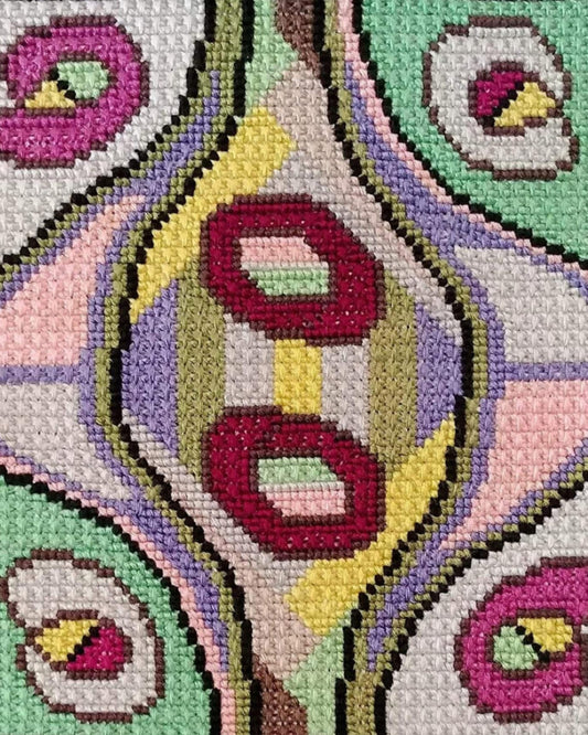 Colorful Abstract Modern Cross Stitch Sampler - Harmony in Chaos, Chart Xstitch Tutorial, DIY Cross Stitch Purse, Double Cross Stitch Pattern