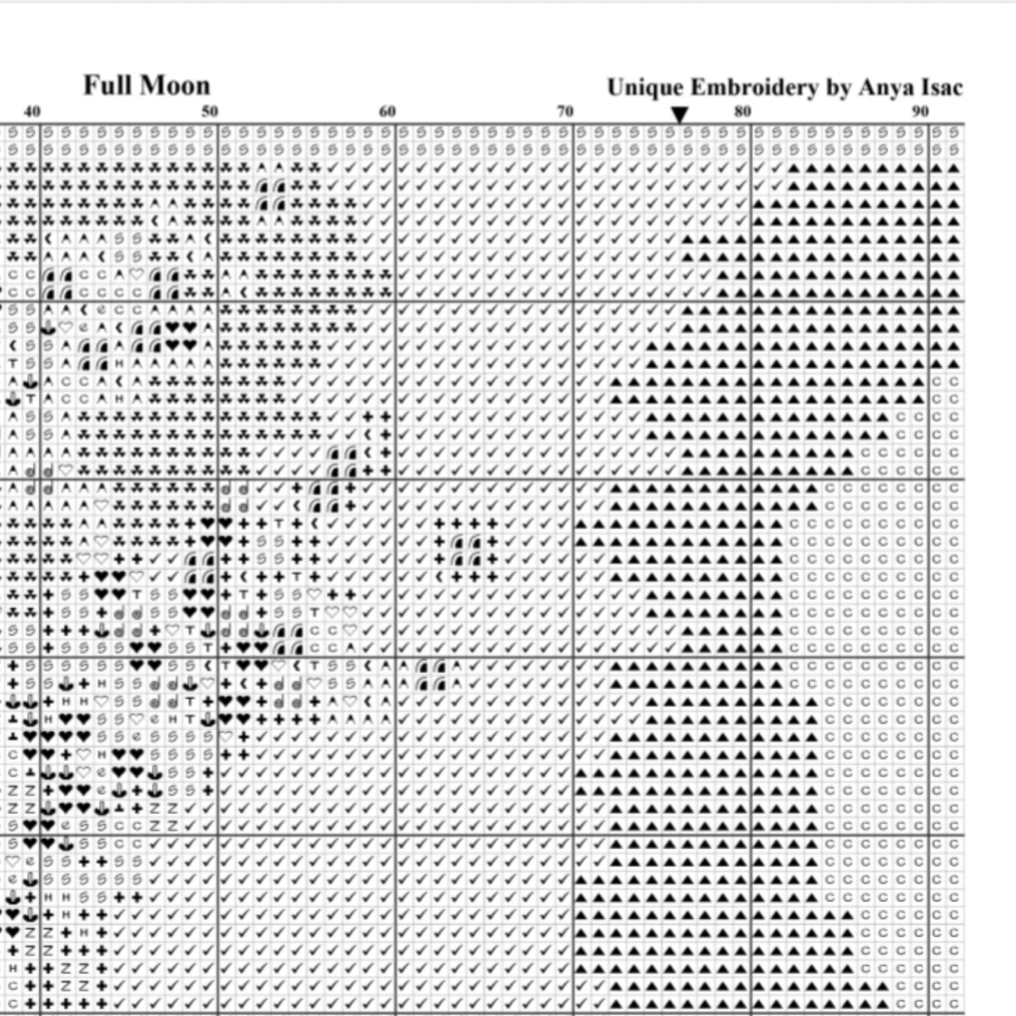 PDF Cross Stitch Pattern - Full Moon, Double Cross Stitch Tutorial included, Sampler Cross Stitch Wall Decor, Hand Embroidery PDF
