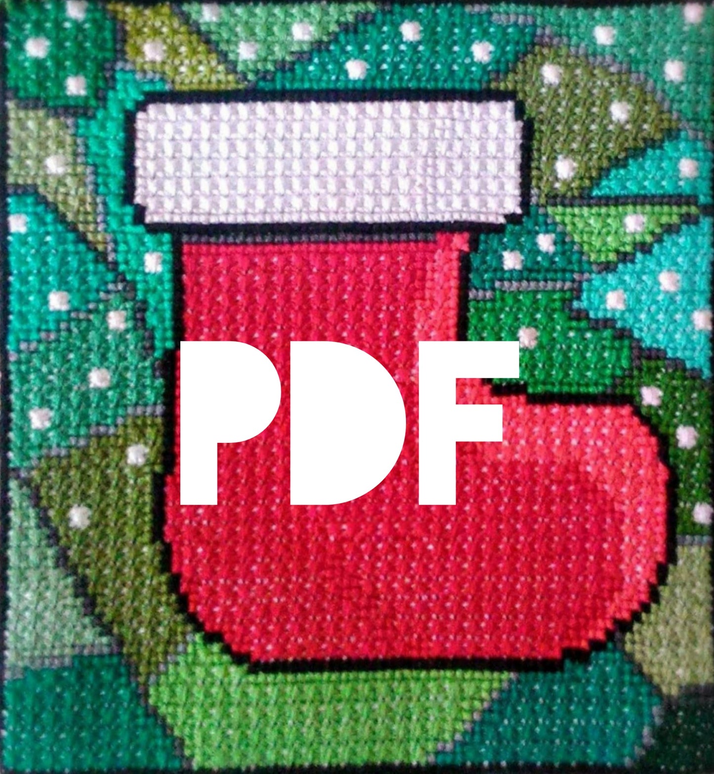 Hand Embroidery PDF Pattern - Christmas Boot, Double Cross Stitch Chart, Instant Download, Unique Embroidery, Traditional Christmas