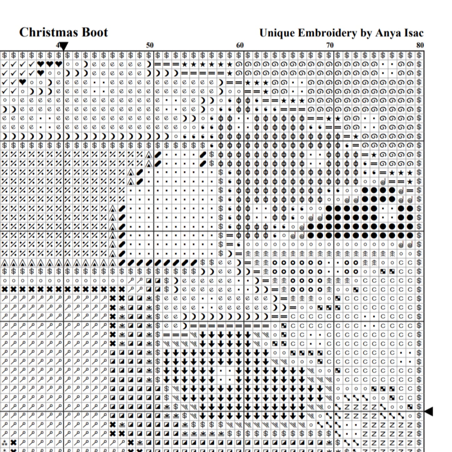 Hand Embroidery PDF Pattern - Christmas Boot, Double Cross Stitch Chart, Instant Download, Unique Embroidery, Traditional Christmas