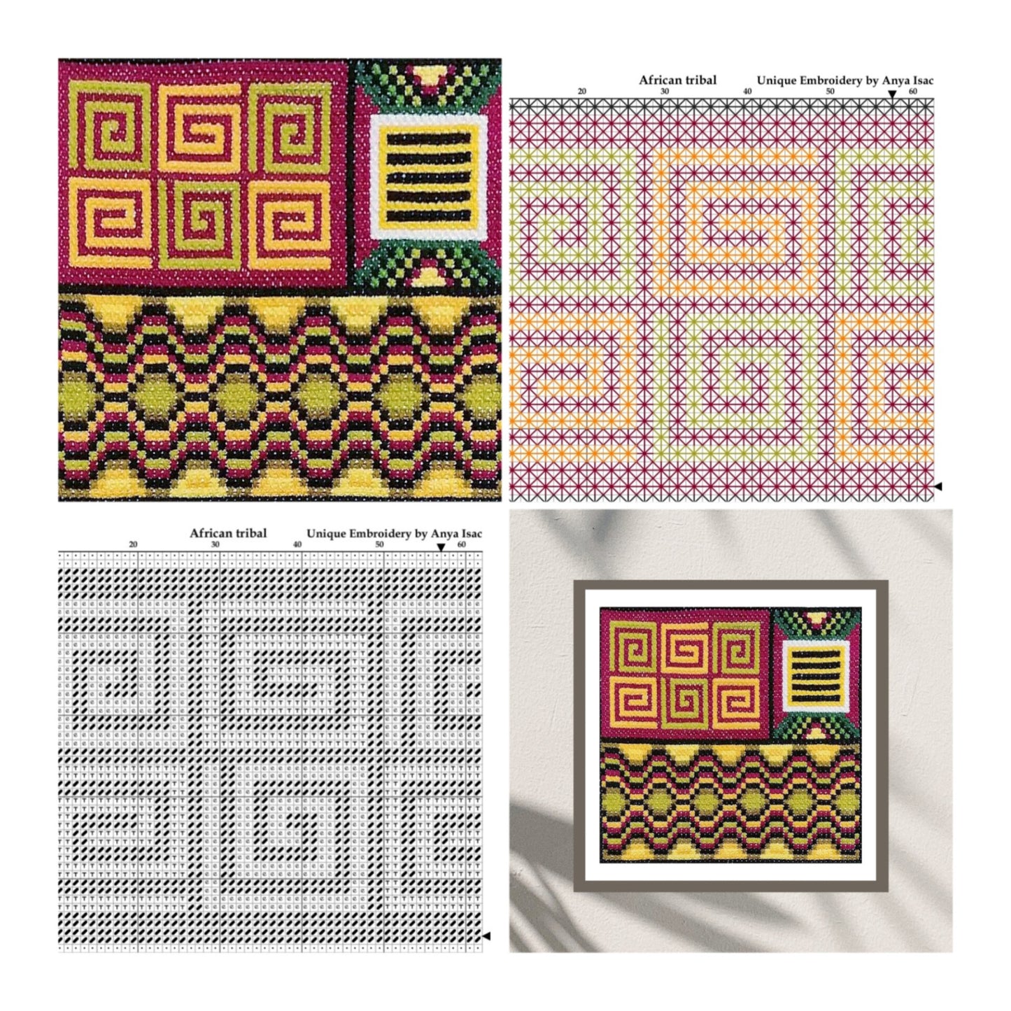 Geometric Cross Stitch Pattern PDF - African Tribal, Ethnic Double X Stitch, Needlework Wall Art DIY, Abstract Cross Stitch Modern, Download PDF