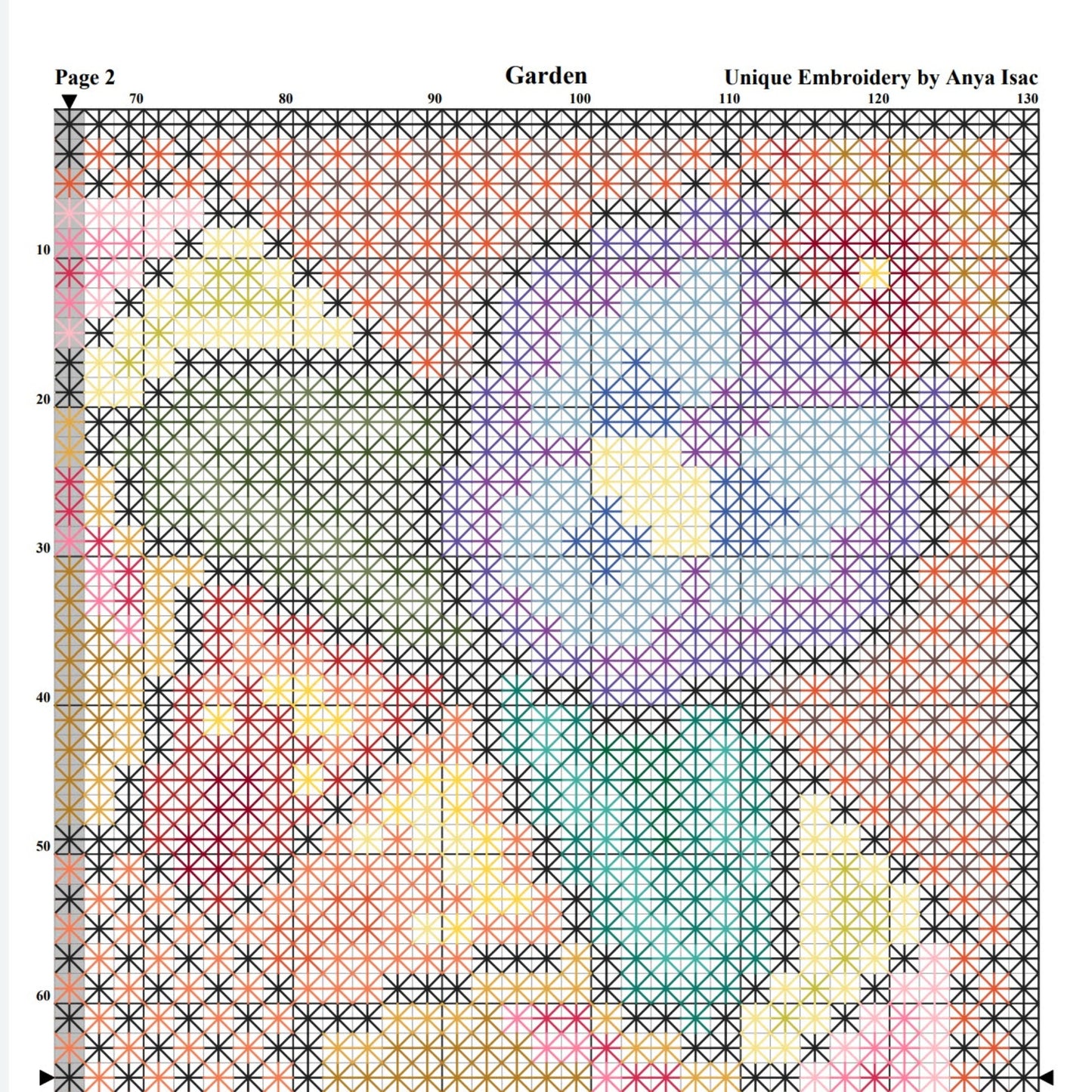 Needlepoint Chart - Garden, Floral Romantic Cross Stitch Sampler, DIY Modern Wall Decor and Pillowcase, PDF Hand Embroidery Tutorial