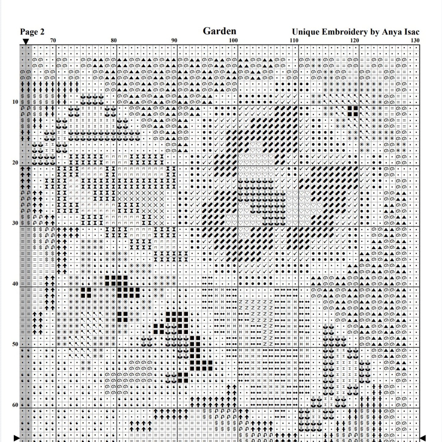 Needlepoint Chart - Garden, Floral Romantic Cross Stitch Sampler, DIY Modern Wall Decor and Pillowcase, PDF Hand Embroidery Tutorial