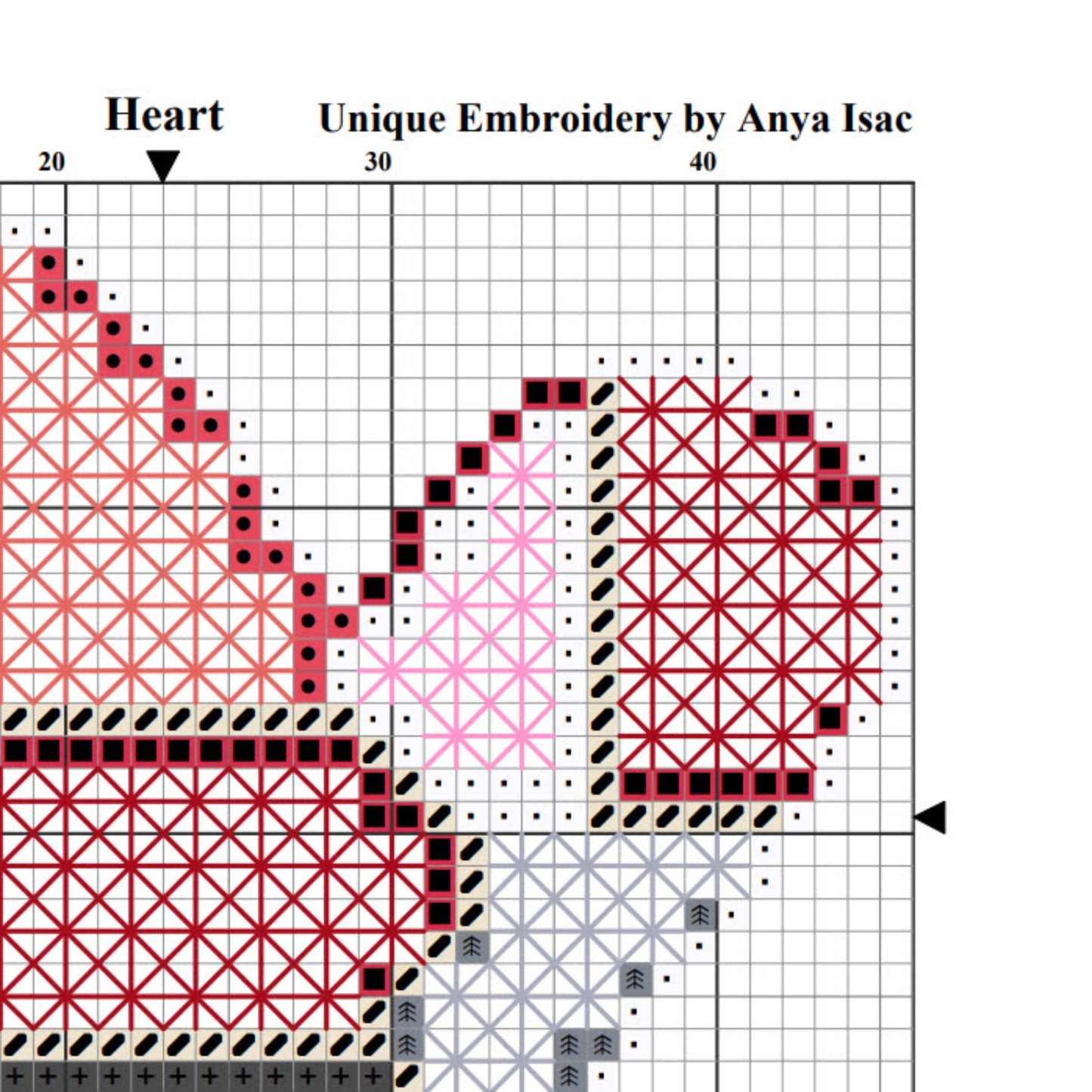 Double Cross Stitch Chart - Heart, Video Tutorial, Love Confession Hand Embroidery PDF Pattern, Valentine’s Embroidery, Instant Download