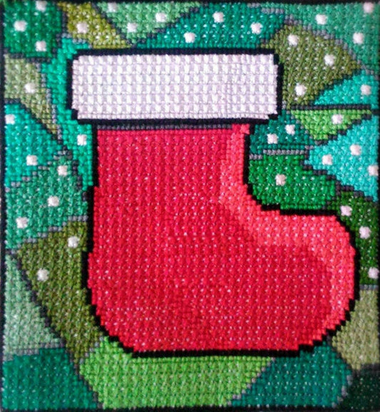 Hand Embroidery PDF Pattern - Christmas Boot, Double Cross Stitch Chart, Instant Download, Unique Embroidery, Traditional Christmas