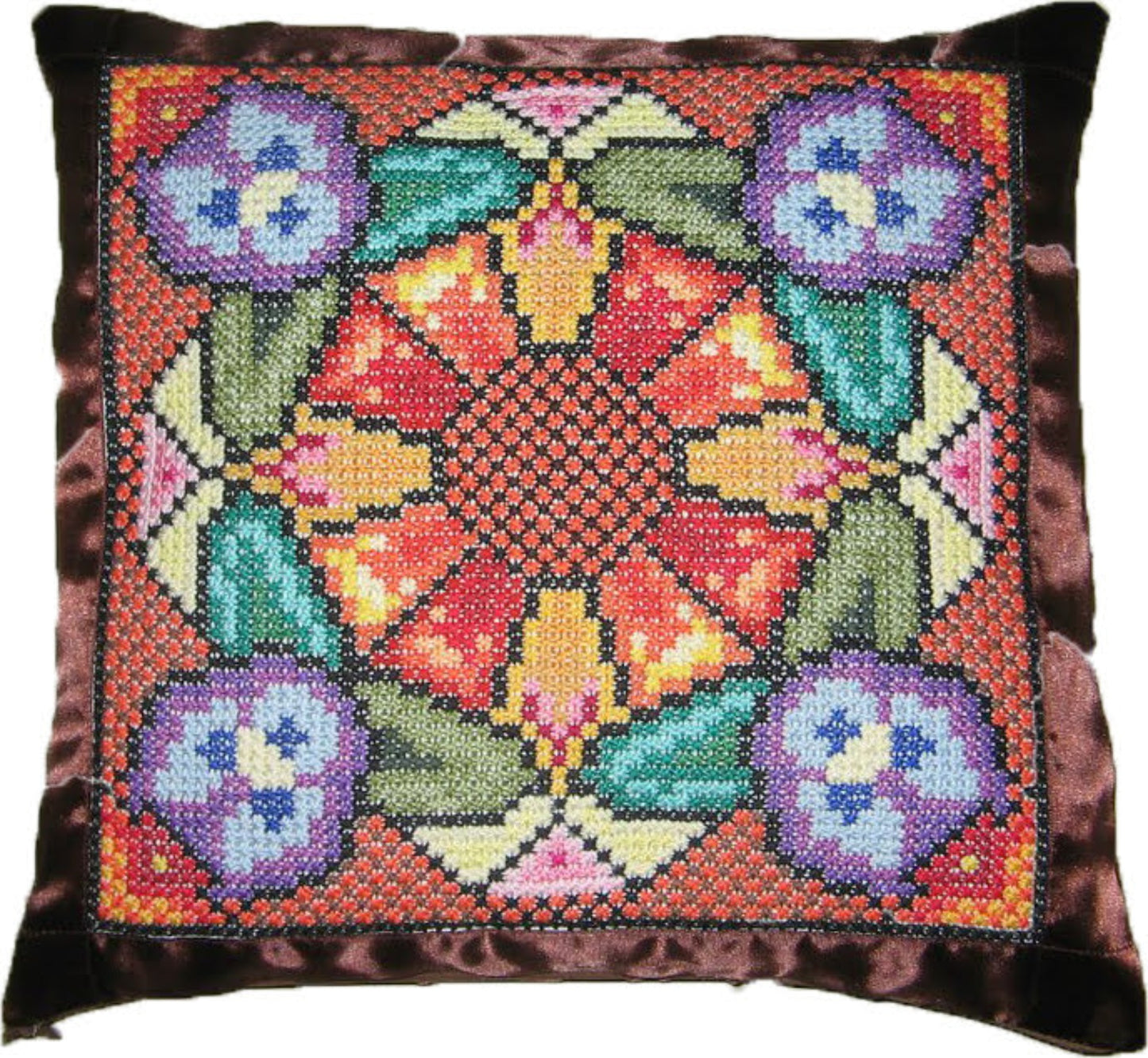 Needlepoint Chart - Garden, Floral Romantic Cross Stitch Sampler, DIY Modern Wall Decor and Pillowcase, PDF Hand Embroidery Tutorial
