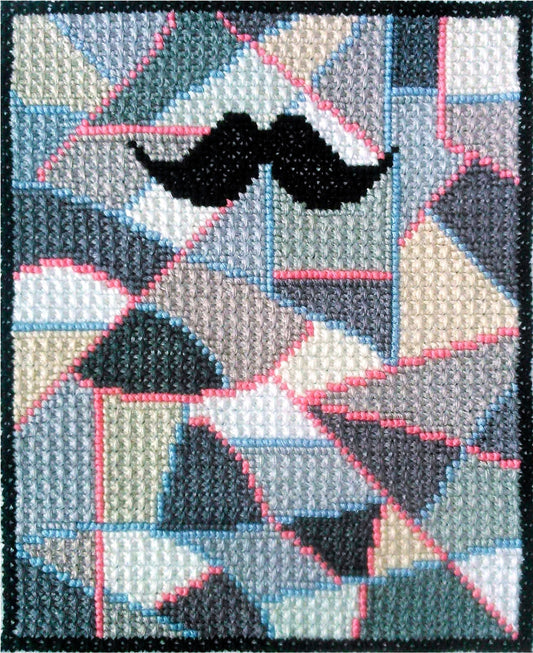 Double Cross Stitch Sampler - Moustache, Video YouTube Tutorials, DIY Cross Stitch Purse, Instant Download, Abstract Needlework