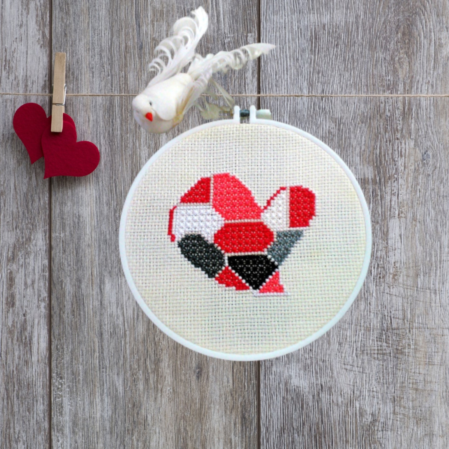 Double Cross Stitch Chart - Heart, Video Tutorial, Love Confession Hand Embroidery PDF Pattern, Valentine’s Embroidery, Instant Download