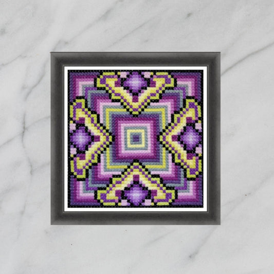 Sampler Cross Stitch Pattern PDF - Ritual, Double Cross Stitch DIY, Ornamental, Geometric, Celtic, Ethnic, Hand Embroidery Needlepoint Chart