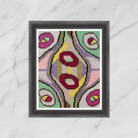 Colorful Abstract Modern Cross Stitch Sampler - Harmony in Chaos, Chart Xstitch Tutorial, DIY Cross Stitch Purse, Double Cross Stitch Pattern