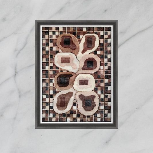 Double Cross Stitch DIY Embroidery Download - Melted chocolate, Mid Century Modern Cross Stitch Pattern PDF, Purse Base & Needlepoint Wall Art