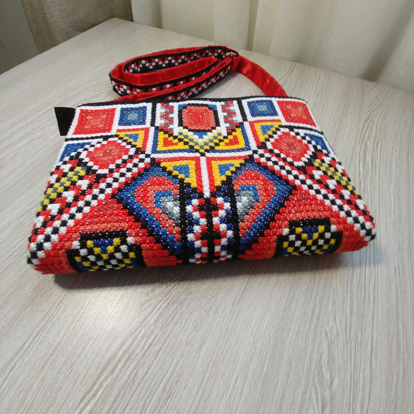 Sampler Cross Stitch Pattern PDF - Red mood, Double Cross Stitch DIY Geometric Abstract Ethnic, Ornamental Hand Embroidery Needlepoint Chart