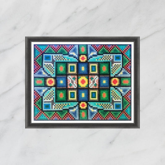 Double Cross Stitch Chart - Morning & Evening Delight, Video YouTube Tutorials, DIY Purse or Wall Decor, PDF pattern, Instant Download
