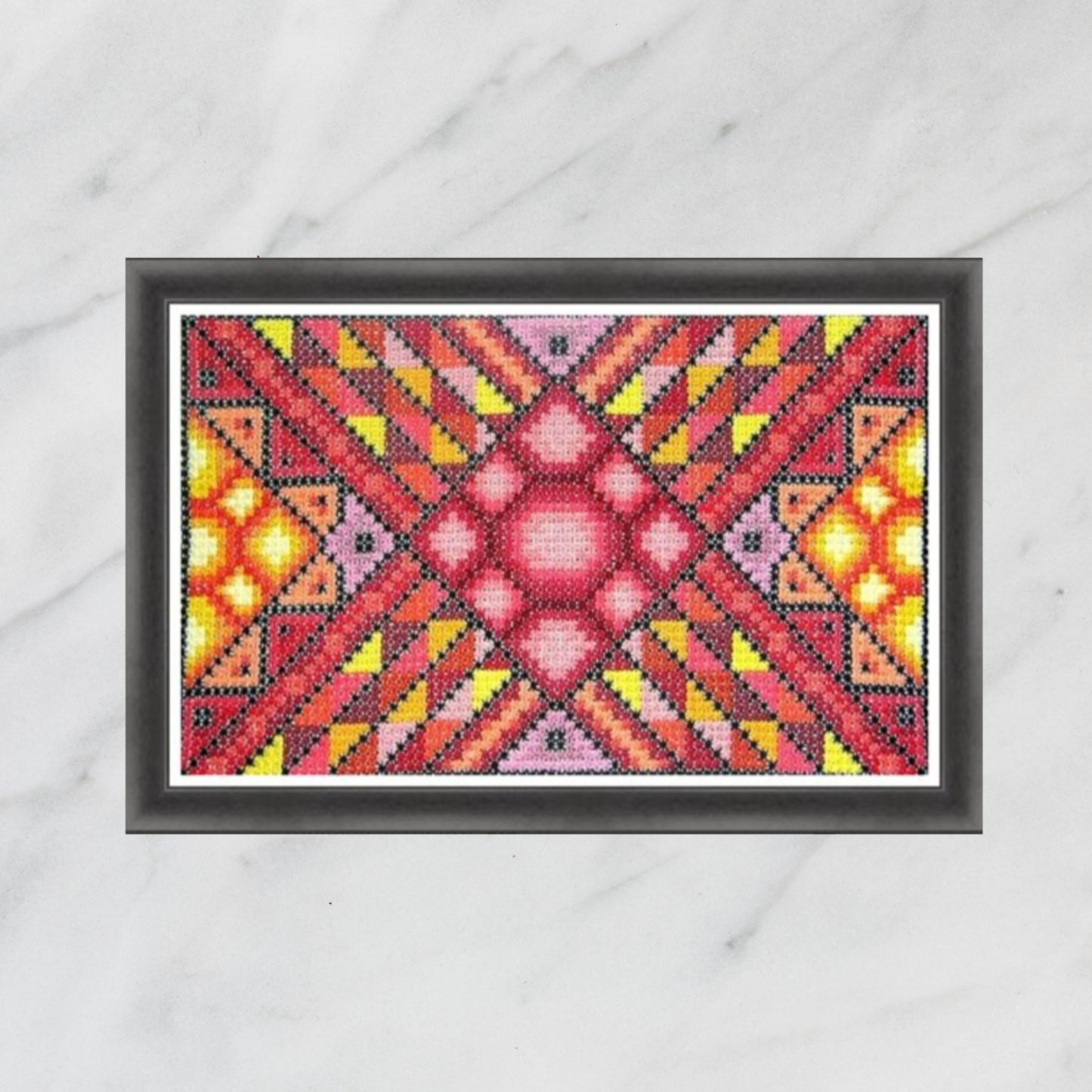 Colorful Geometric Modern Cross Stitch Sampler - Roseate Crystal, DIY Cross Stitch, Hand Embroidery PDF Pattern, X Stitch Tutorial
