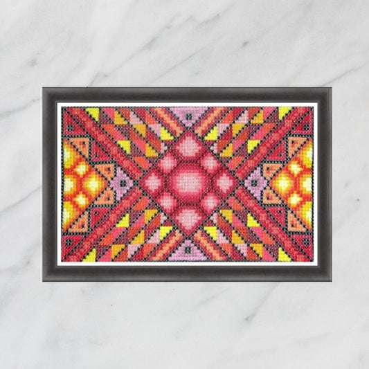 Colorful Geometric Modern Cross Stitch Sampler - Roseate Crystal, DIY Cross Stitch, Hand Embroidery PDF Pattern, X Stitch Tutorial