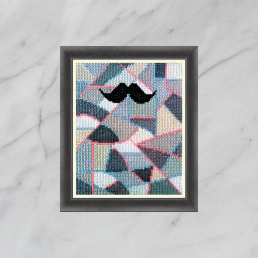 Double Cross Stitch Sampler - Moustache, Video YouTube Tutorials, DIY Cross Stitch Purse, Instant Download, Abstract Needlework