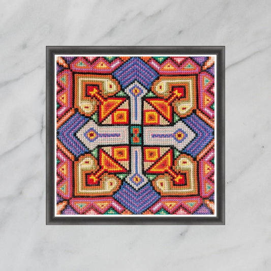 Sampler Double Cross Stitch Pattern - Ancestry, Pillow Pattern, DIY Cross Stitch Easy, Hand Embroidery Needlepoint