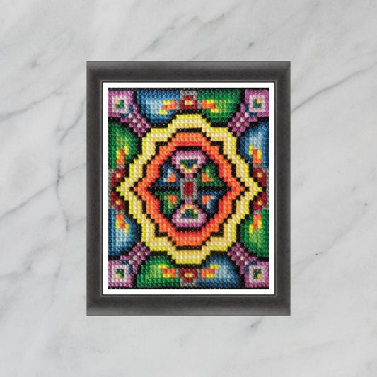 Digital Pattern - Kaleidoscope, Double Cross Stitch Embroidery Design, Hand Embroidery Download, Canvas Unique Embroidery, PDF Pattern