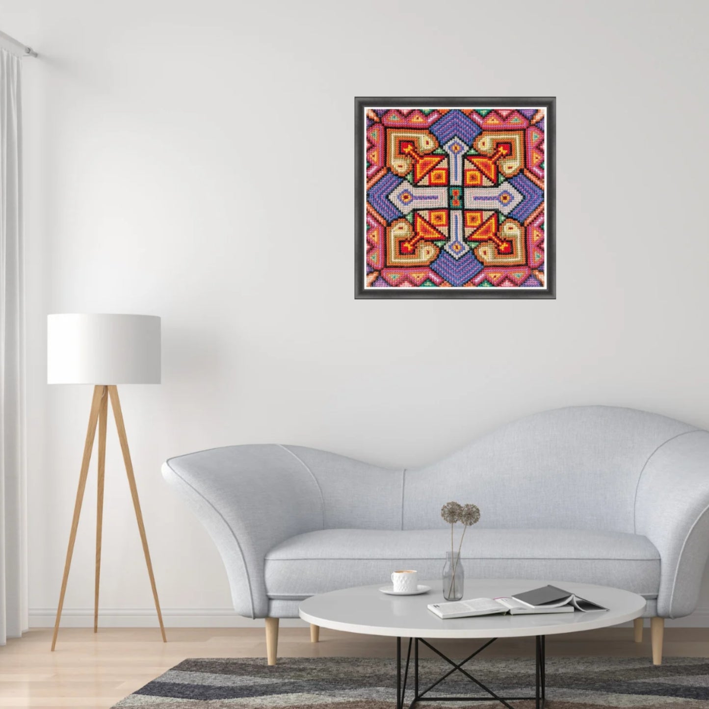 Sampler Double Cross Stitch Pattern - Ancestry, Pillow Pattern, DIY Cross Stitch Easy, Hand Embroidery Needlepoint