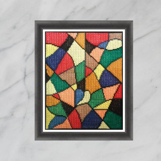 Colorful Modern Cross Stitch Sampler - Abstract, DIY Easy Xstitch Tutorial, Double Cross Stitch Pattern, Abstract Stitchery PDF