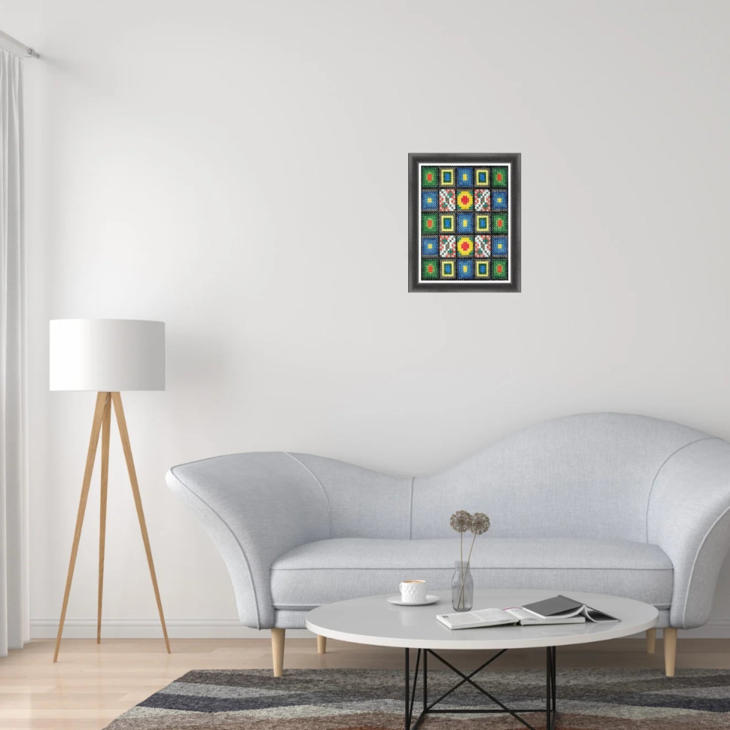 PDF Cross Stitch Sampler - Morning delight, Geometric Tiles, Modern Double Cross Stitch Hand Embroidery PDF Pattern, Instant Download PDF