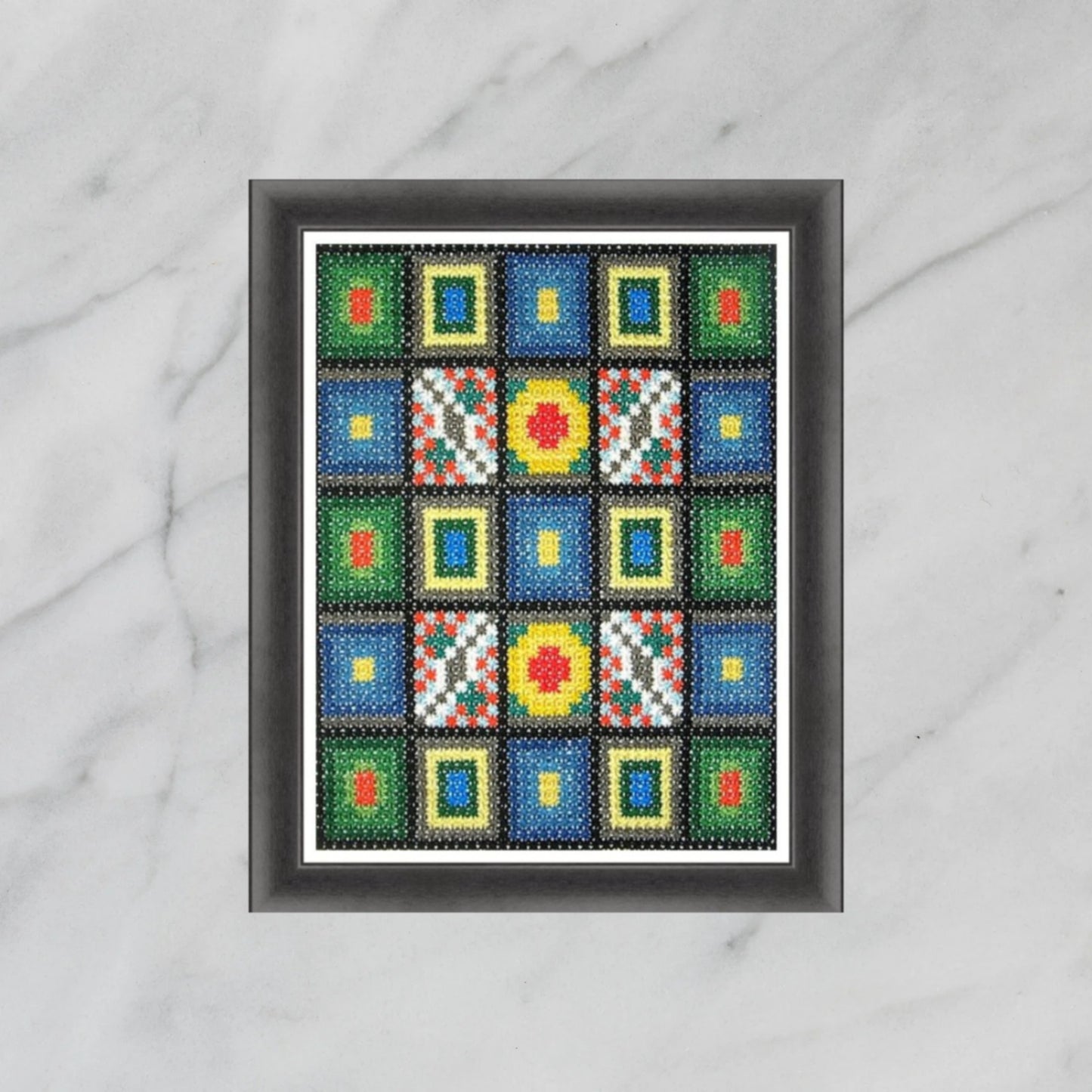 PDF Cross Stitch Sampler - Morning delight, Geometric Tiles, Modern Double Cross Stitch Hand Embroidery PDF Pattern, Instant Download PDF