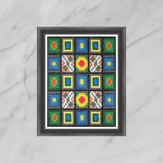 PDF Cross Stitch Sampler - Morning delight, Geometric Tiles, Modern Double Cross Stitch Hand Embroidery PDF Pattern, Instant Download PDF