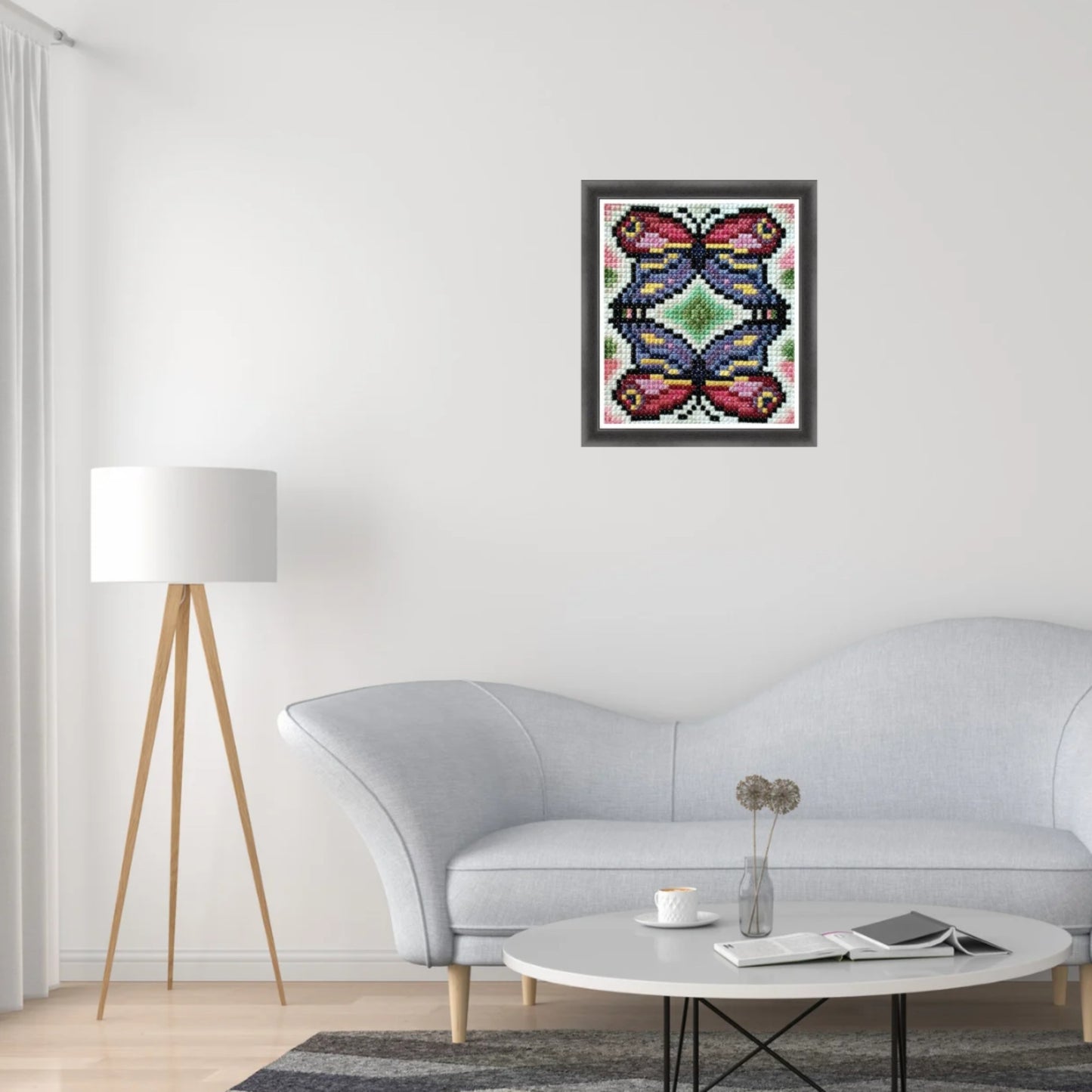 Sampler Cross Stitch Pattern PDF - Butterfly, Learn Beginner Embroidery by Double Cross Stitch Chart PDF, Stitch Tutorials, Instant Download