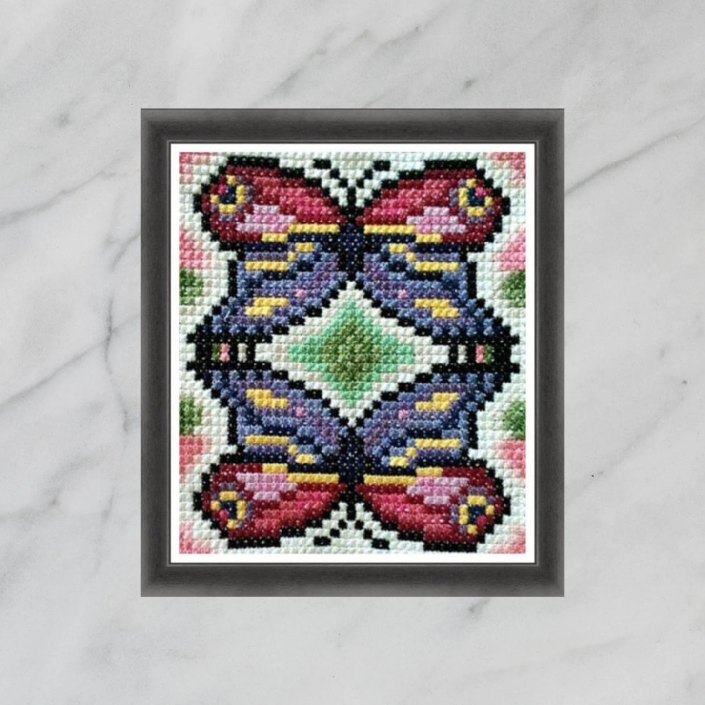 Sampler Cross Stitch Pattern PDF - Butterfly, Learn Beginner Embroidery by Double Cross Stitch Chart PDF, Stitch Tutorials, Instant Download