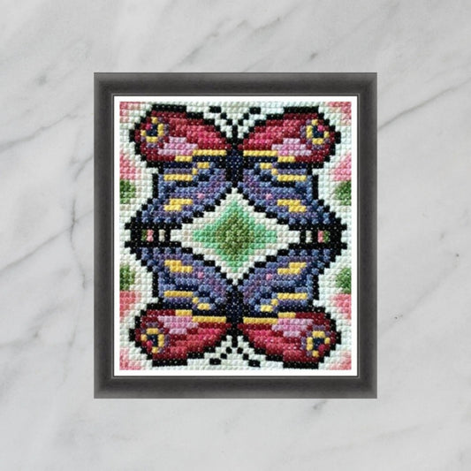 Sampler Cross Stitch Pattern PDF - Butterfly, Learn Beginner Embroidery by Double Cross Stitch Chart PDF, Stitch Tutorials, Instant Download